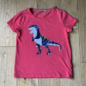 Mini Boden Short Sleeve Sequin Dinosaur Shirt size 5-6 Years